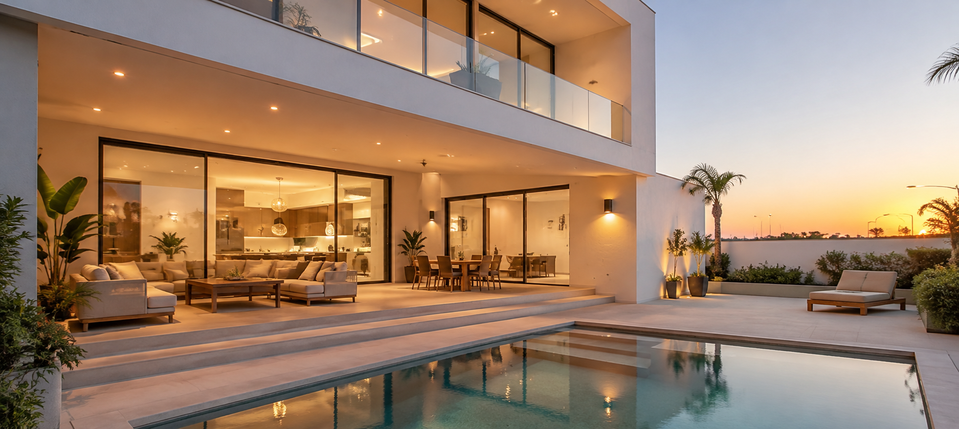 New construction home at sunset — South Florida